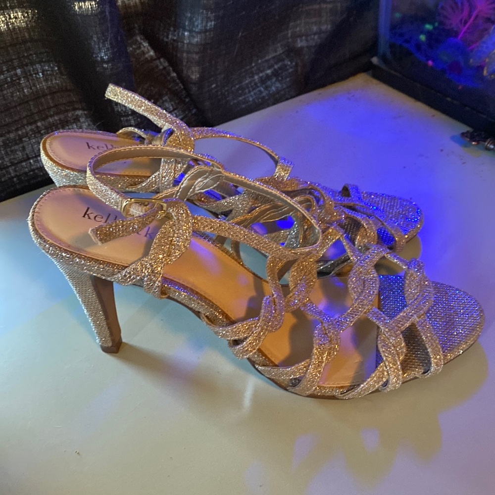Gold glitter heels